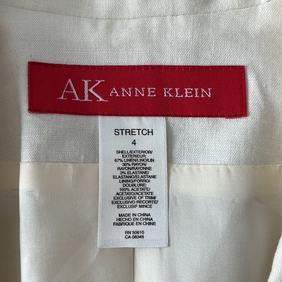 Anne Klein Linen Blend Ruffle Stretch 3/4 Sleeves Blazer 4 - Picture 8 of 12
